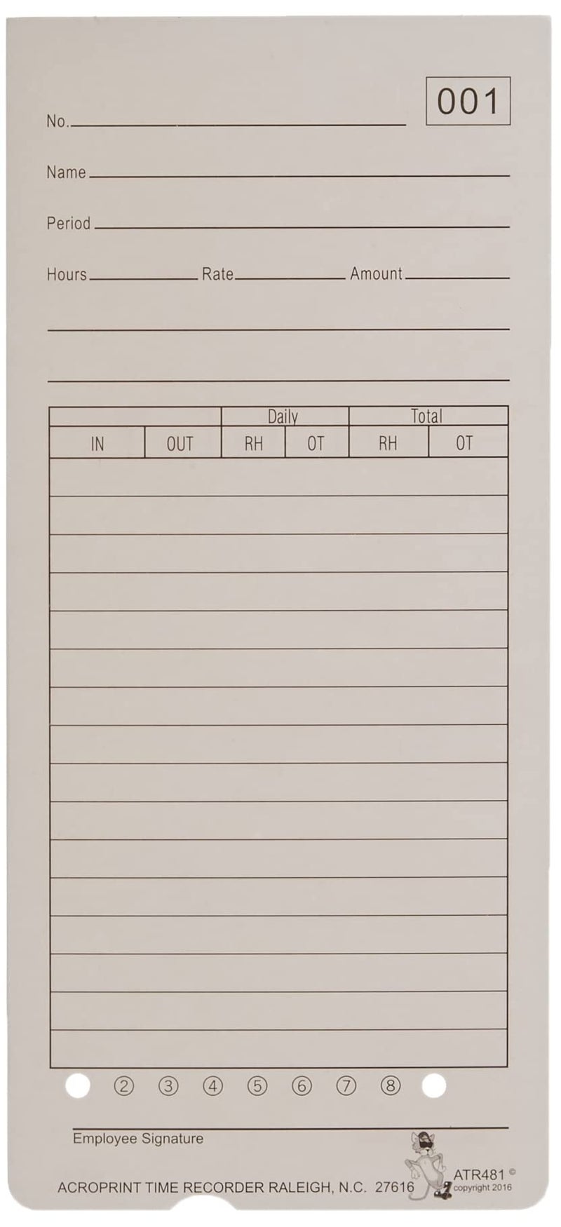 أكروبرنت بطاقات الوقت Acroprint 09-9115-000 لساعة التوقيت ATR480، عدد 50 (عبوة من قطعة واحدة) - Image 1